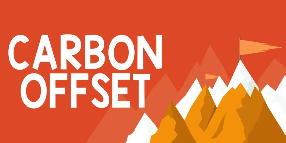 Writing displaying text Carbon Offset. Concept meaning Reduction in emissions of Illustrazione stock