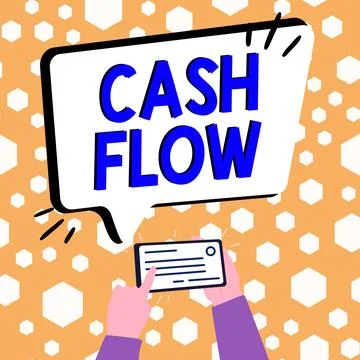 Writing displaying text Cash Flow. Business overview Movement of the money in Stock Illustration