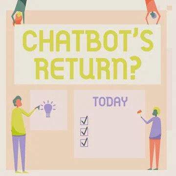Writing displaying text Chatbot s is Return Question. Concept meaning program Stock Illustration