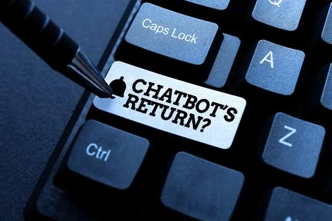 Writing displaying text Chatbot s is Return Question. Internet Concept program Foto stock