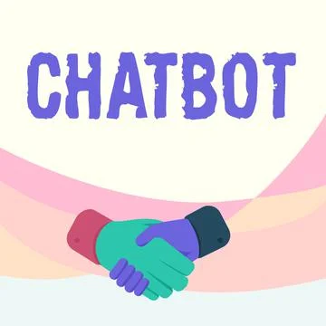 Writing displaying text Chatbot. Word Written on a kind of computer program that Illustrazione stock