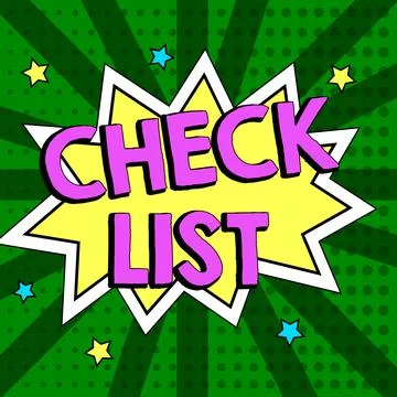 Writing displaying text Check List. Business idea Items required Things to be Stock Illustration