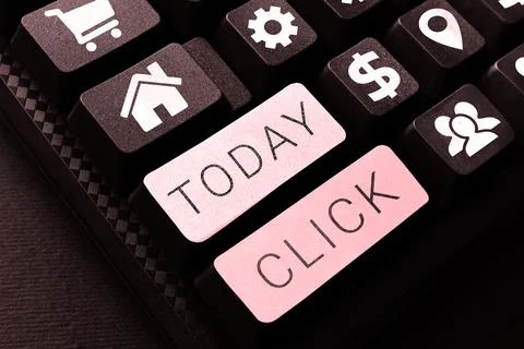 Writing displaying text Click. Internet Concept Act of pressing a button on a Stock Photos