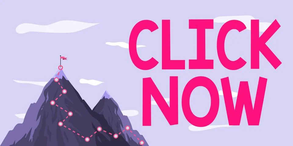 Writing displaying text Click Now. Concept meaning pressing the button signifies Stock Illustration