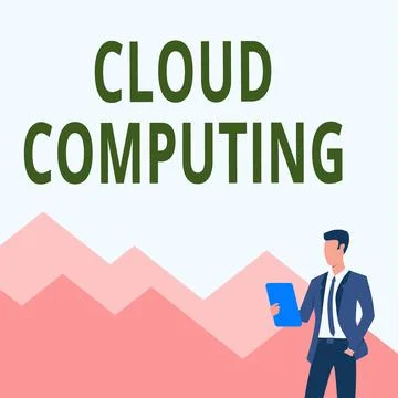 Writing displaying text Cloud Computing. Business approach use a network of Illustrazione stock