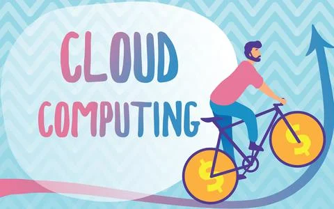 Writing displaying text Cloud Computing. Word Written on use a network of remote Stock Illustration