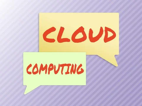 Writing displaying text Cloud Computinguse a network of remote servers hosted on Stock Illustration