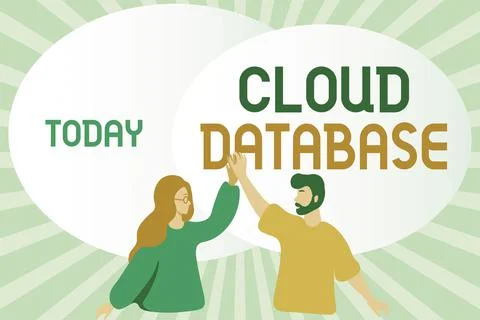 Writing displaying text Cloud Database. Word Written on optimized or built for a Ilustración de archivo