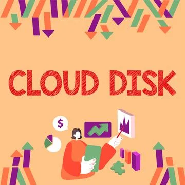 Writing displaying text Cloud Disk. Word Written on web base service that Stock Illustration