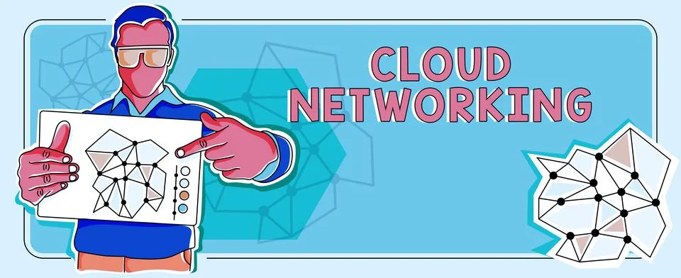 Writing displaying text Cloud Networkingis term describing access of networking Stock Illustration