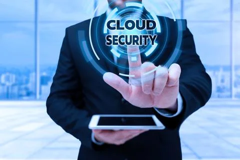 Writing displaying text Cloud Security. Business showcase protection of data Stock Photos