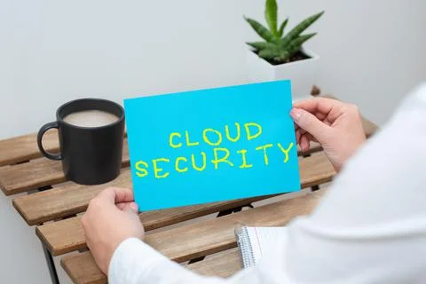 Writing displaying text Cloud Security. Business overview Imposing a secured 库存照片