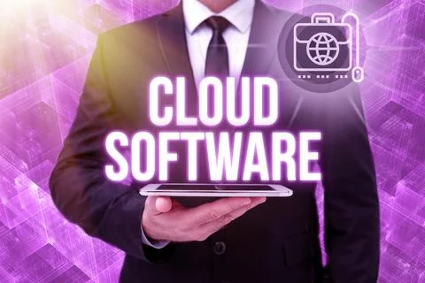 Writing displaying text Cloud Software. Business showcase Programs used in Foto stock