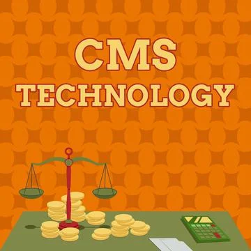 Writing displaying text Cms Technology. Business approach programs that are used 스톡 일러스트