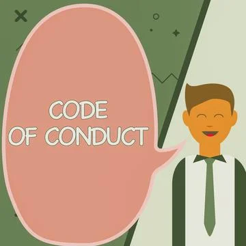 Writing displaying text Code Of Conduct. Business showcase set of principles are 스톡 일러스트