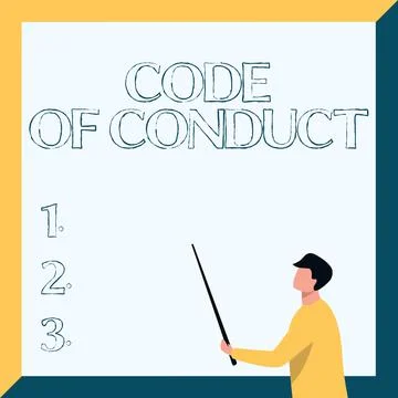 Writing displaying text Code Of Conduct. Business showcase Ethics rules moral イラスト素材