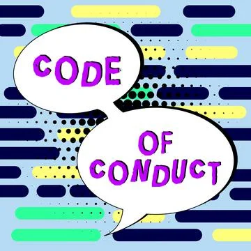 Writing displaying text Code Of Conduct. Concept meaning Ethics rules moral Stock Illustration