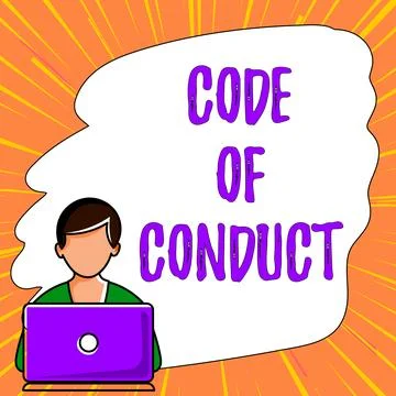 Writing displaying text Code Of Conduct. Business concept Ethics rules moral Stock Illustration