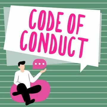Writing displaying text Code Of Conduct. Business showcase Ethics rules moral Stock Illustration