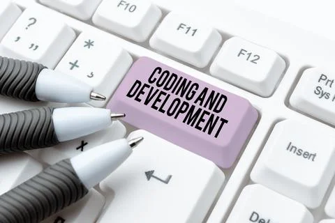Writing displaying text Coding And Development. Business idea Programming Stock Photos
