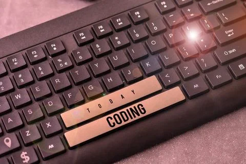 Writing displaying text Coding. Business approach assigning code to something 写真素材