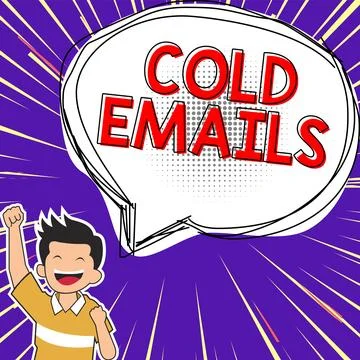 Writing displaying text Cold Emails. Business concept unsolicited email sent to Stock Illustration