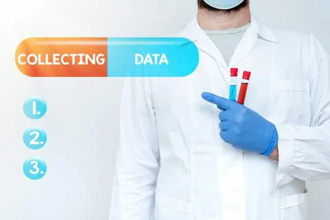 Writing displaying text Collecting Data. Word Written on Gathering and measuring Foto stock