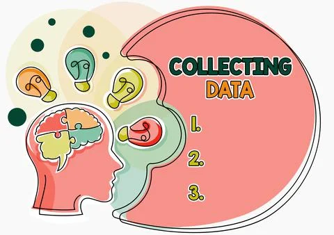 Writing displaying text Collecting DataGathering and measuring information on Illustrazione stock