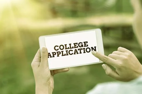 Writing displaying text College Application. Business concept individuals apply Stock Photos