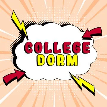 Writing displaying text College Dorm. Business showcase residence hall providing Stock-Illustration