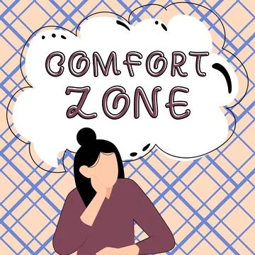Writing displaying text Comfort Zone. Concept meaning A situation where one Stock Illustration