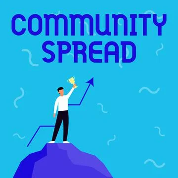 Writing displaying text Community Spread. Concept meaning dissemination of a Stock-Illustration