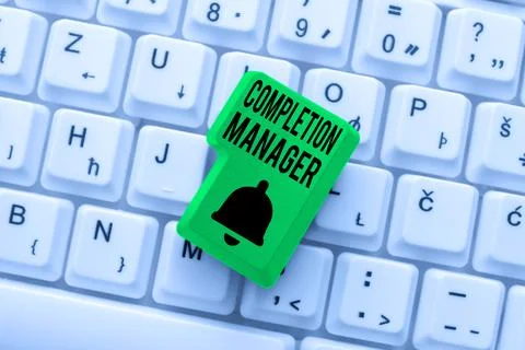 Writing displaying text Completion Manager. Internet Concept oversees all Stock Photos