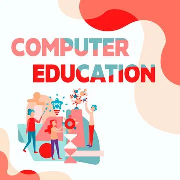 Writing displaying text Computer Education. Word Written on gaining basic Stock Illustration