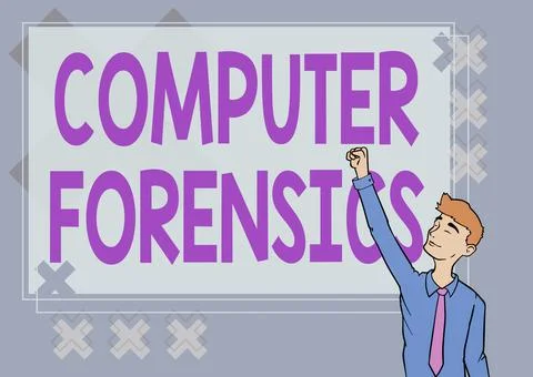 Writing displaying text Computer Forensics. Word for the investigative analysis Stock-Illustration