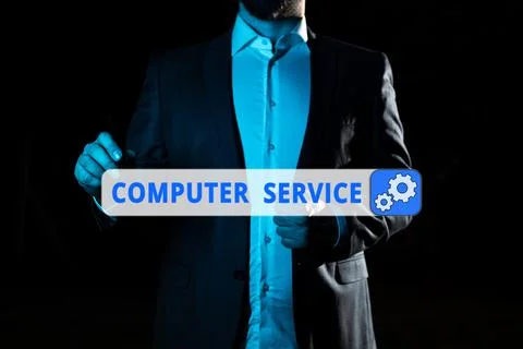 Writing displaying text Computer Service. Business overview process of gathering 写真素材