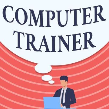 Writing displaying text Computer Trainer. Conceptual photo instruct and help 库存插图