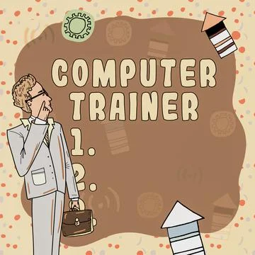 Writing displaying text Computer Trainer. Business approach geographically Stock Illustration