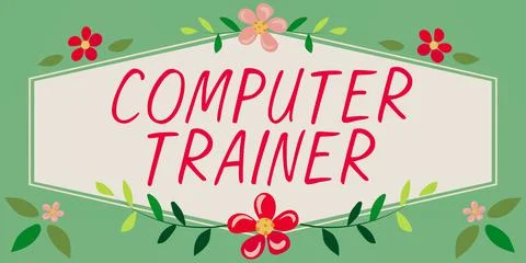 Writing displaying text Computer Trainer. Word Written on geographically 스톡 일러스트