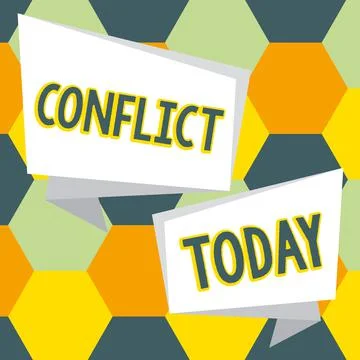 Writing displaying text Conflict. Word for disagreeing with someone about goals Stock Illustration