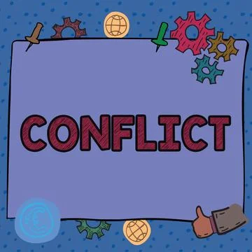 Writing displaying text Conflict. Word Written on disagreeing with someone about Stock Illustration