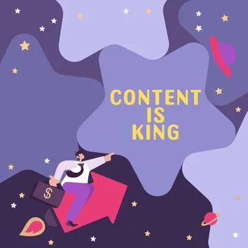 Writing displaying text Content Is King. Concept meaning Content is the heart of Illustrazione stock