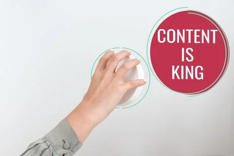 Writing displaying text Content Is King. Word Written on Content is the heart of Stock Photos