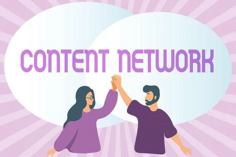 Writing displaying text Content Network. Business idea A group of Web sites that Illustrazione stock