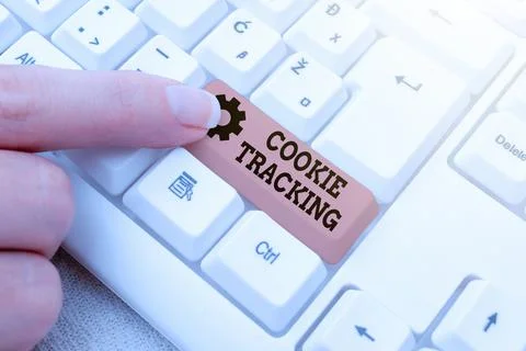 Writing displaying text Cookie Tracking. Word for Data stored in the user s is Foto stock