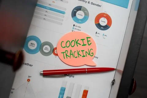 Writing displaying text Cookie Tracking. Business showcase Data stored in the Stock Photos