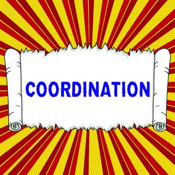 Writing displaying text Coordination. Conceptual photo the acts of someone Stock Illustration