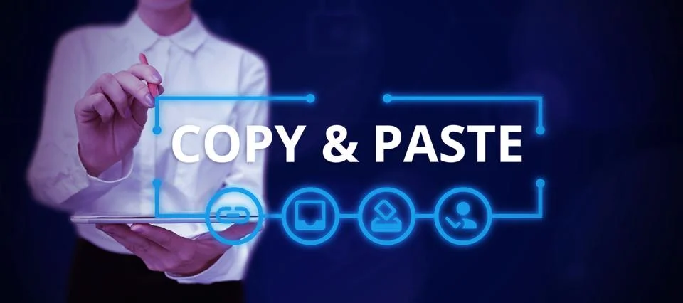 Writing displaying text Copy Paste. Business overview an imitation, transcript Stock Photos