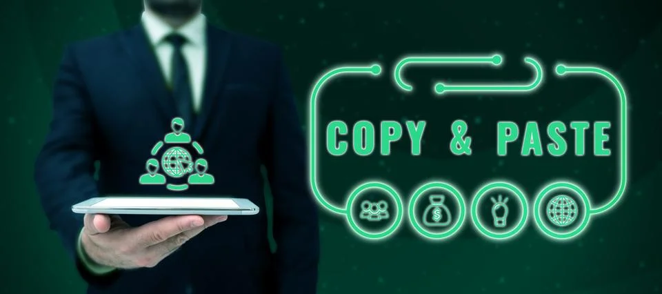 Writing displaying text Copy Paste. Business overview an imitation, transcript Stock Photos