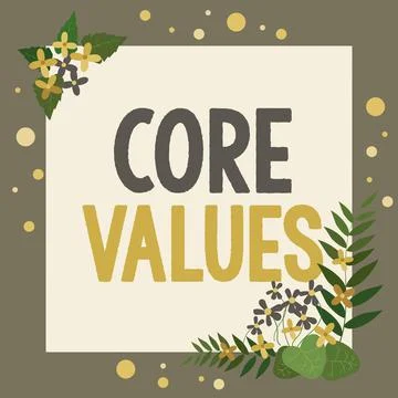 Writing displaying text Core Values. Business idea belief person or organization Stock Illustration